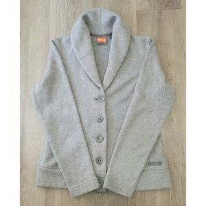Merrell Fleece Lined Sweater Jacket Men's Medium Heather Gray Button Front